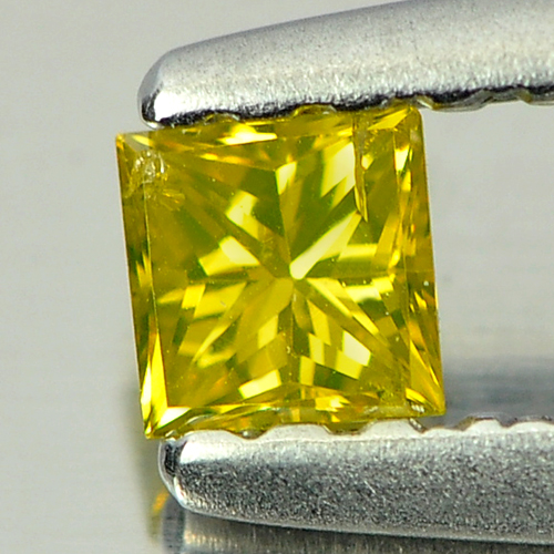 0.13 Ct. Beautuful Square Princess Cut Natural Yellow Loose Diamond