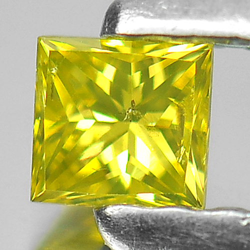 0.13 Ct. Beautiful Square Princess Cut Natural Yellow Loose Diamond Belgium