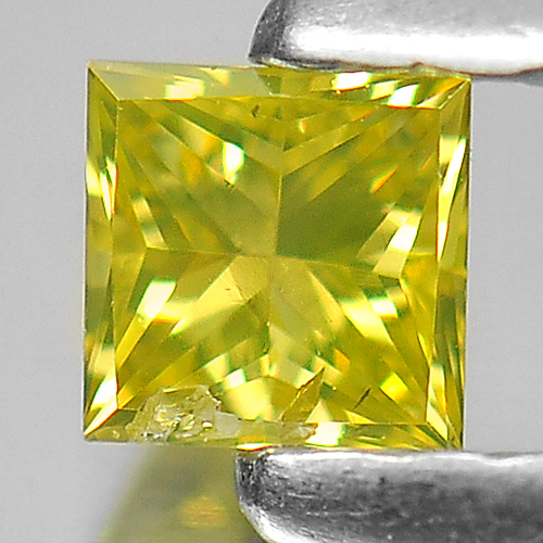 0.14 Ct. Good Cutting Square Princess Cut Natural Yellow Loose Diamond Belgium