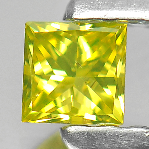 0.13 Ct. Blazing Square Princess Cut Natural Yellow Loose Diamond Belgium