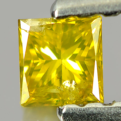 0.13 Ct. Blazing Square Princess Cut Natural Yellow Loose Diamond Belgium