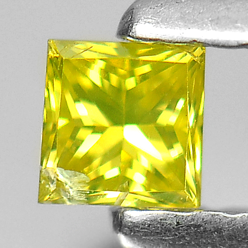 0.13 Ct. Good Cutting Square Princess Cut Natural Yellow Loose Diamond