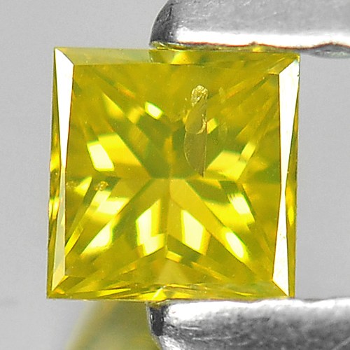 0.16 Ct. Shinning Square Princess Cut Natural Yellow Loose Diamond