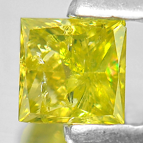 0.16 Ct. Flashing Square Princess Cut Natural Yellow Loose Diamond