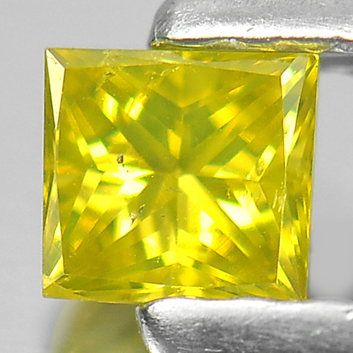 0.16 Ct. Square Princess Cut 3.2 x 3 x 2 Mm.Natural Yellow Loose Diamond Belgium