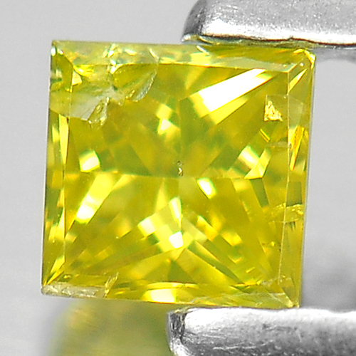 0.16 Ct. Square Princess Cut Natural Yellow Loose Diamond From Belgium
