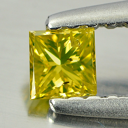 0.16 Ct. Shinning Square Princess Cut Natural Yellow Loose Diamond