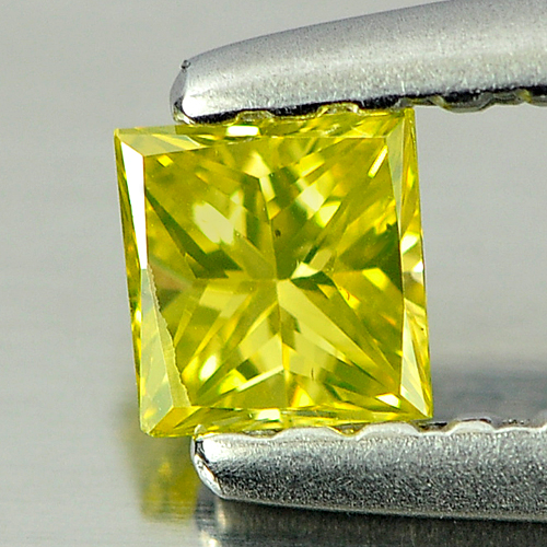 0.16 Ct. Blazing Square Princess Cut Natural Yellow Loose Diamond