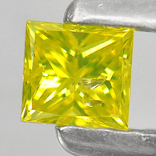 0.14 Ct. Square Princess Cut Natural Nice Color Yellow Loose Diamond