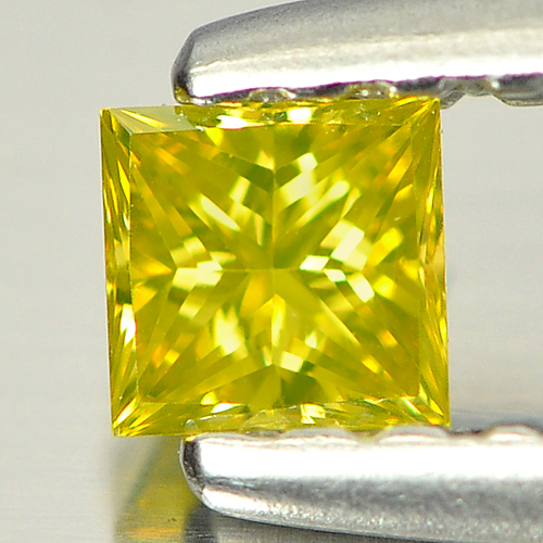 0.14 Ct. Good Cutting Square Princess Cut Natural Yellow Loose Diamond