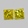 0.22 Ct. 2 Pcs. Square Princess Cut Natural Yellow Loose Diamond From Belgium