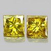 Yellow Loose Diamond 0.35 Ct. 2 Pcs. Square Princess Cut 3.1 Mm. Natural Belgium