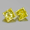 Square Princess Cut 0.42 Ct. 2 Pcs. Natural Yellow Loose Diamond Sz 3.2 Mm.