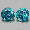 Round Brilliant Cut 0.15 Ct. 2 Pcs. Natural Blue Loose Diamond Sz 2.7 Mm.
