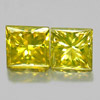 Yellow Loose Diamond 0.29 Ct. 2 Pcs. Square Princess Cut  Size 2.9 Mm. Natural