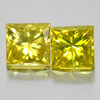 Square Princess Cut 0.31 Ct. 2 Pcs. Natural Yellow Loose Diamond