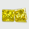 Square Princess Cut 0.22 Ct. 2 Pcs Natural Yellow Loose Diamond