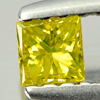 Loose Diamond Yellow 0.14 Ct. Square Princess Cut 2.9 x 2.9 Mm. Natural Belgium