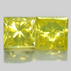 Yellow Loose Diamond 0.18 Ct. 2 Pcs. Square Princess Cut Natural Belgium