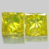 0.18 Ct. 2 Pcs. Good Cutting Square Princess Cut Natural Yellow Loose Diamond