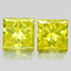 Yellow Loose Diamond0.18 Ct. 2 Pcs. Square Princess Cut 2.4 Mm. Natural