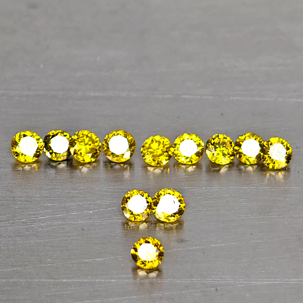 Natural Yellow Loose Diamond 0.17 Ct. 12 Pcs. Round Brilliant Cut 1.5 Mm. Natural Yellow Loose Diamond 0.17 Ct. 12 Pcs. Round Brilliant Cut 1.5 Mm.