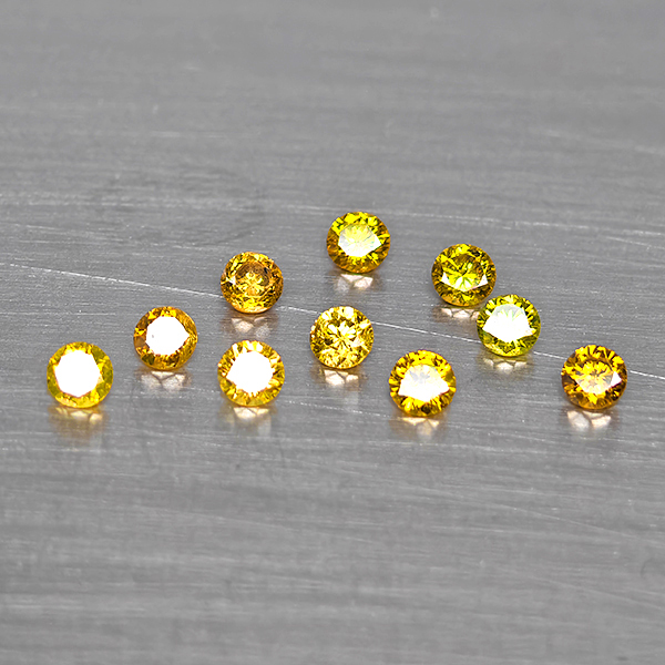 Natural Fancy Color Diamond 0.43 Ct. 10 Pcs. Round Diamond Cut 2.2 Mm.
