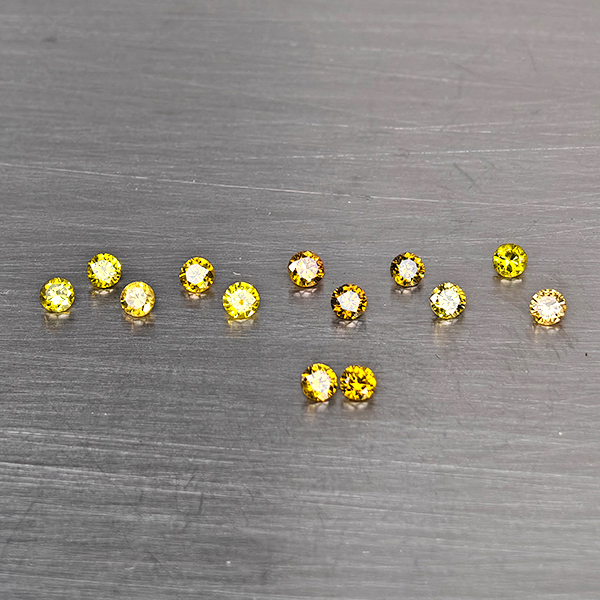 Natural Fancy Color Yellow Diamond 0.23 Ct. 13 Pcs. Round Diamond Cut  1.9 Mm.
