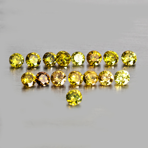 Natural Fancy Color Diamond 0.54 Ct. 16 Pcs. Round Diamond Cut 2 Mm.