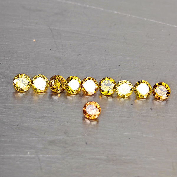 Natural Fancy Color Diamond 0.40 Ct. 10 Pcs. Round Diamond Cut 2.1 Mm.