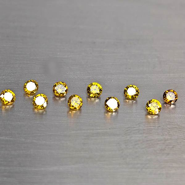 Natural Fancy Color Diamond 0.46 Ct. 11 Pcs. Round Diamond Cut 2.1 Mm.