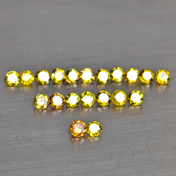 Natural Fancy Color Diamond 0.30 Ct. 20 Pcs. Round Diamond Cut 1.5 Mm.
