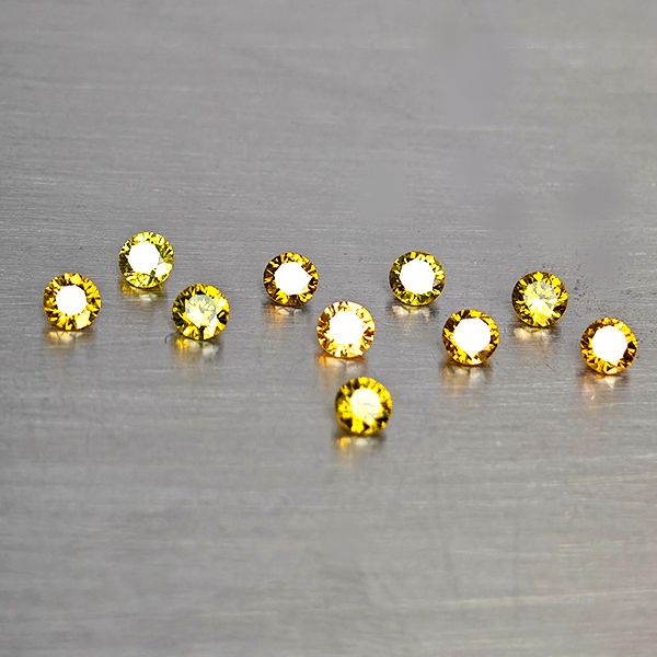 Natural Fancy Color Diamond 0.43 Ct. 11 Pcs. Round Diamond Cut  2.1 Mm.
