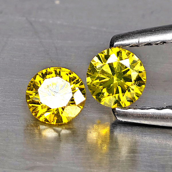Natural Yellow Diamond 0.33 Ct. 2 Pcs. Round Diamond Cut 4.6 Mm.