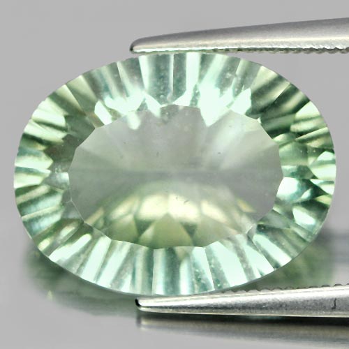 Unheated 9.56 Ct. Oval Concave Cut Natural Gemstone Green Flourite From Brazil