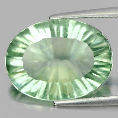 9.30 Ct. Oval Concave Cut Natural Gemstone Green Flourite From Brazil Unheated
