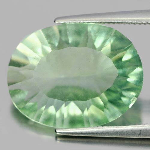 9.49 Ct. Oval Concave Cut Natural Gemstone Green Fluorite From Brazil Unheated