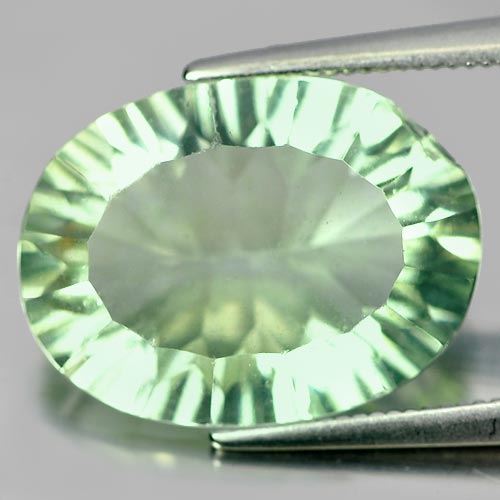 9.14 Ct. Oval Concave Cut Natural Gemstone Green Flourite From Brazil Unheated
