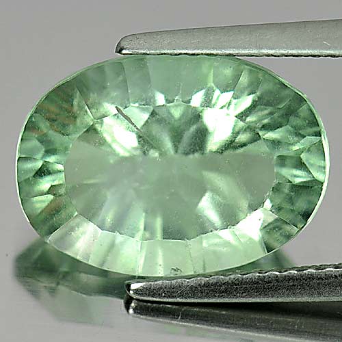 Unheated 7.44 Ct. Oval Concave Cut Natural Gemstone Green Fluorite From Brazil
