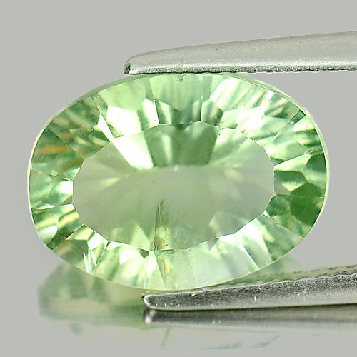 Unheated 7.26 Ct. Oval Concave Cut Natural Gemstone Green Fluorite From Brazil
