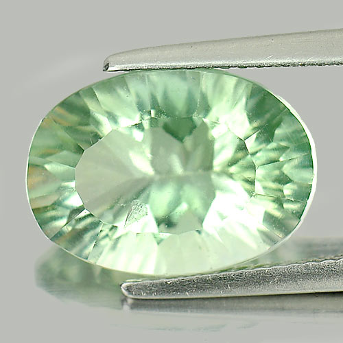 Unheated 7.26 Ct. Oval Concave Cut Natural Gem Green Fluorite  From Brazil