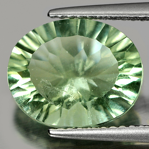 4.90 Ct. Oval Concave Cut Natural Gemstone Green Fluorite From Brazil Unheated