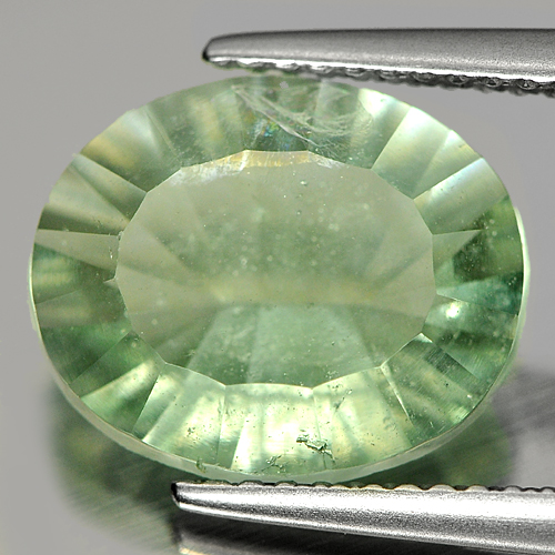 Unheated 4.66 Ct. Oval Concave Cut Natural Gemstone Green Fluorite Brazil