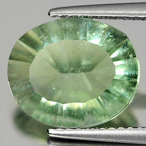 Unheated 4.85 Ct. Oval Concave Cut Natural Gemstone Green Fluorite Brazil