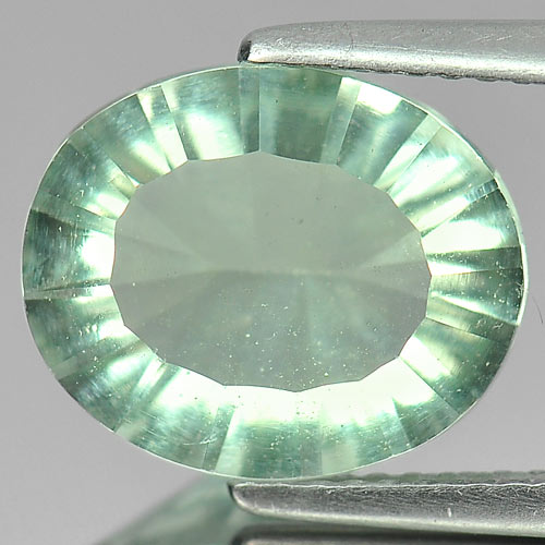4.74 Ct. Oval Concave Cut Natural Gemstone Green Fluorite Unheated From Brazil