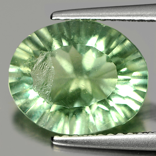 4.33 Ct. Oval Concave Cut Natural Gemstone Green Fluorite Unheated