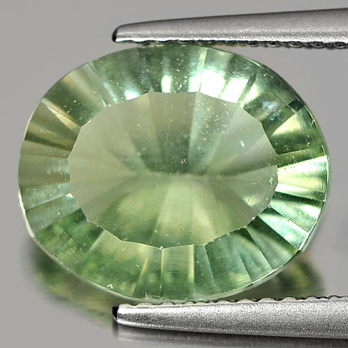 Unheated 4.46 Ct. Oval Concave Cut Natural Gemstone Green Fluorite From Brazil