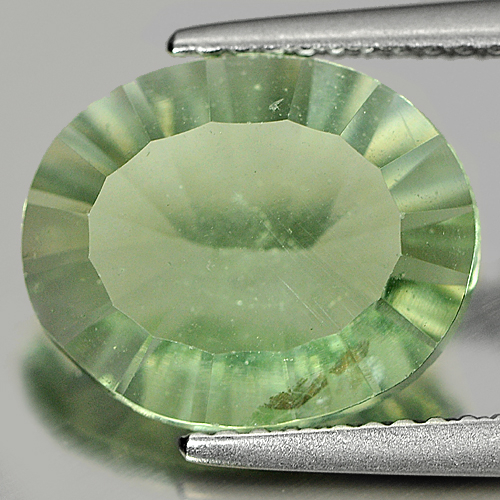 4.89 Ct. Oval Concave Cut Natural Gemstone Green Fluorite From Brazil Unheated