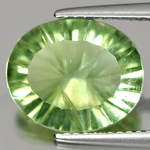Unheated 4.99 Ct. Oval Concave Cut Natural Gemstone Green Fluorite From Brazil