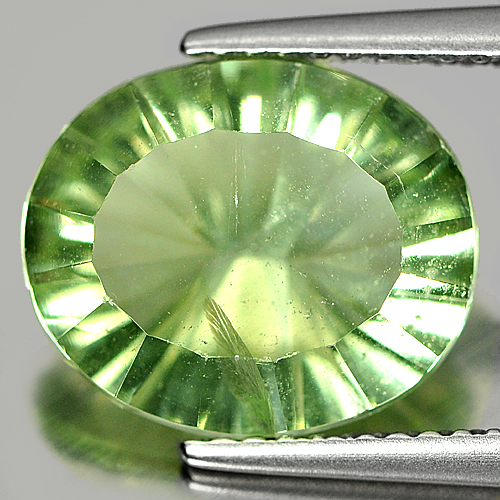 Unheated 4.81 Ct. Oval Concave Cut Natural Gemstone Green Fluorite From Brazil